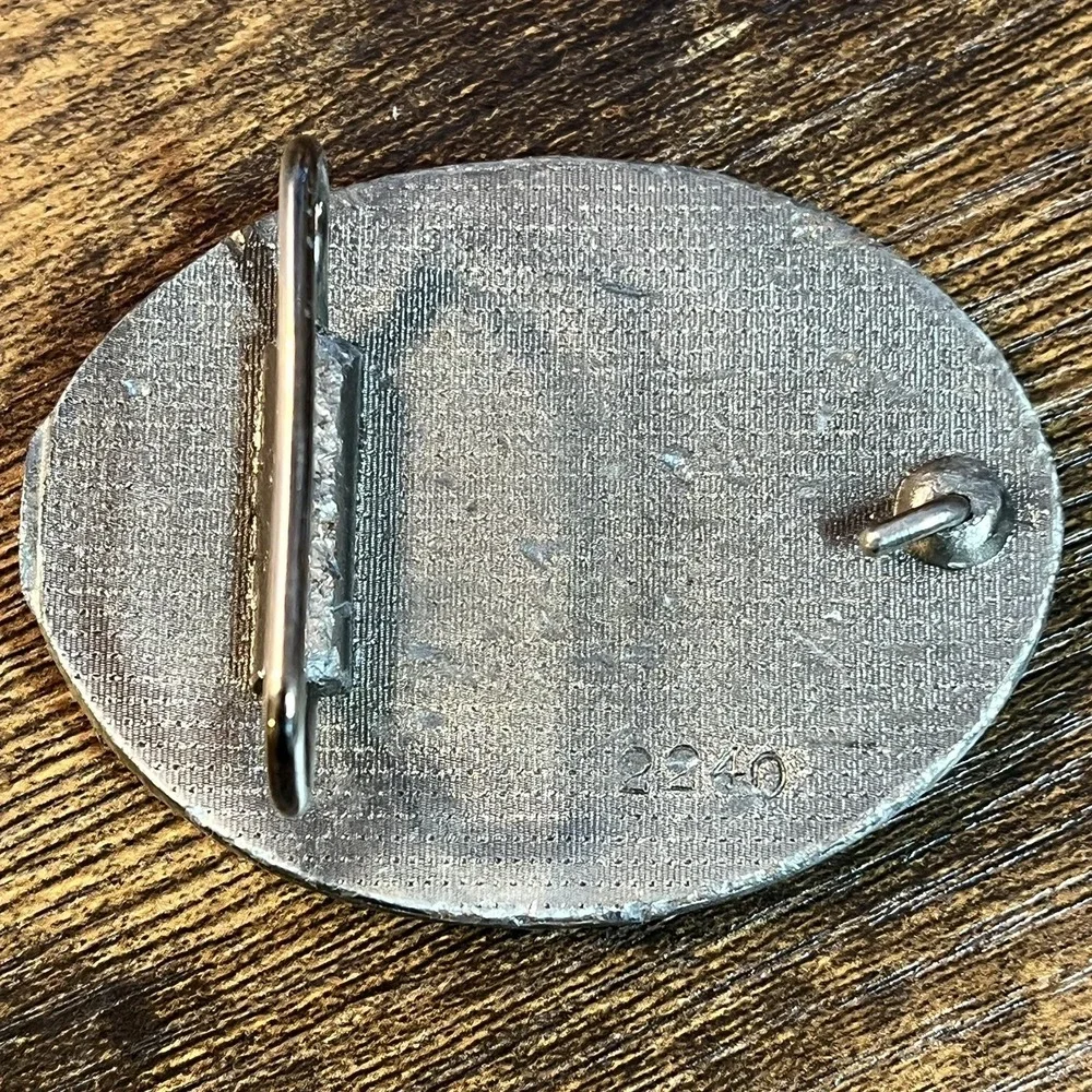 Vintage 1970s Instyle Buckles USA Patriotic Pewter Belt Buckle 2240